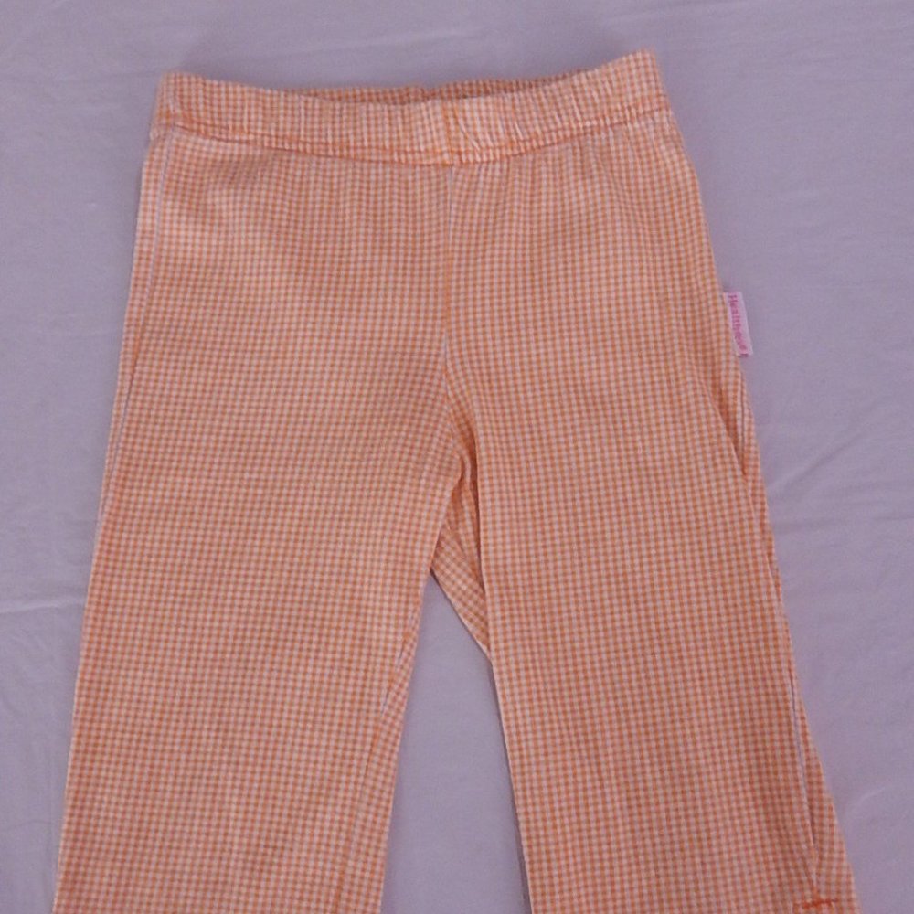 Girls Pants Size 6 Healthtex Orange Cotton Check Casual Relaxed Pull On Summer